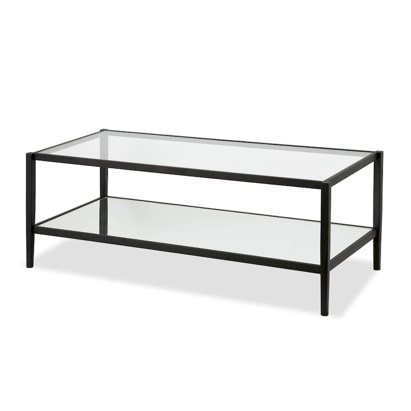 Hera 45 Wide Rectangular Coffee Table with Mirror Shelf