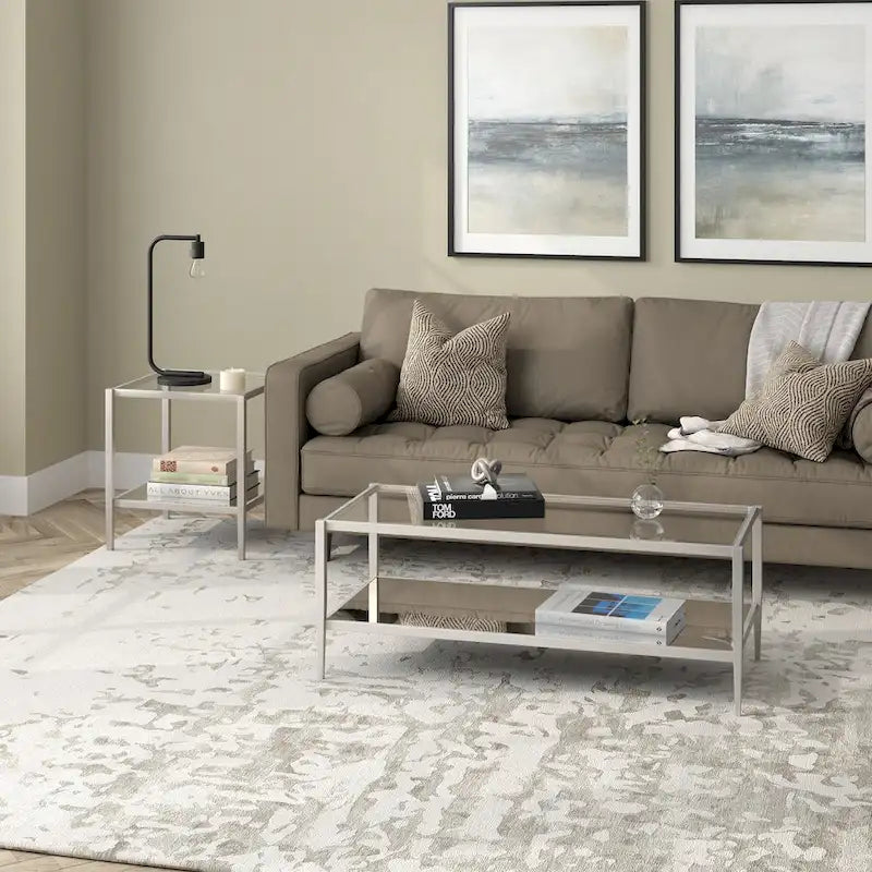 Hera 45 Wide Rectangular Coffee Table with Mirror Shelf