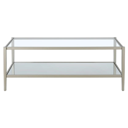 Hera 45 Wide Rectangular Coffee Table with Mirror Shelf