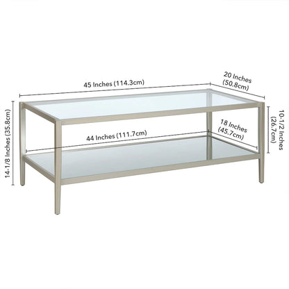Hera 45 Wide Rectangular Coffee Table with Mirror Shelf