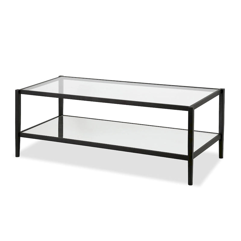 Hera 45 Wide Rectangular Coffee Table with Mirror Shelf