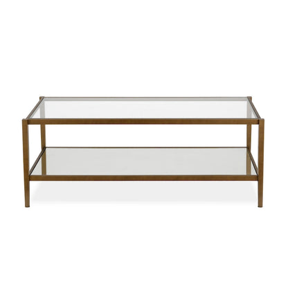 Hera 45 Wide Rectangular Coffee Table with Mirror Shelf