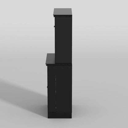 Buffet Cabinet w Hutch Kitchen Pantry Storage Cabinet White Sideboard