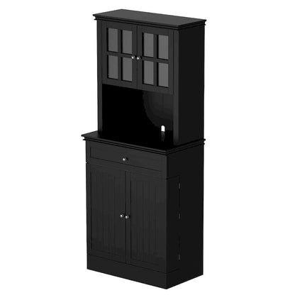 Buffet Cabinet w Hutch Kitchen Pantry Storage Cabinet White Sideboard