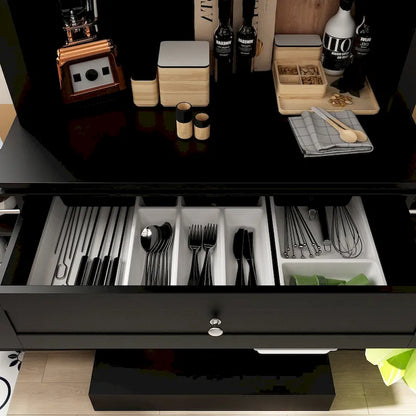 Buffet Cabinet w Hutch Kitchen Pantry Storage Cabinet White Sideboard