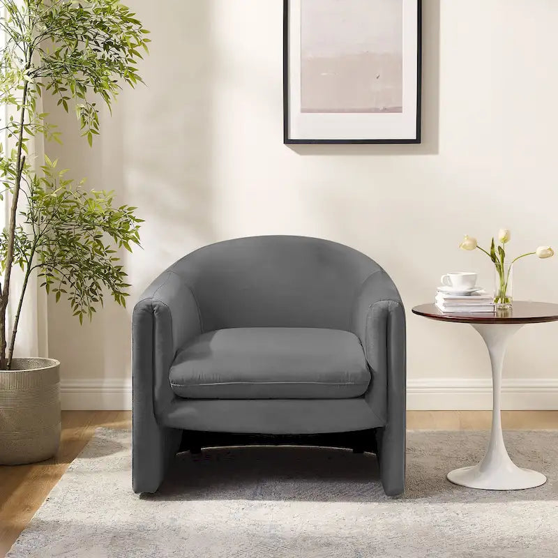 VANOMi 31.2 Inch Nordic Wide Boucle Upholstered Barrel Accent Chair