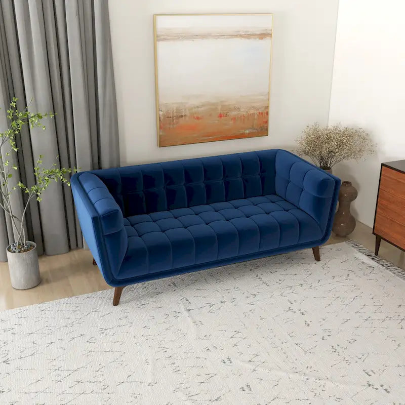 Kameron Mid Century Modern Style Channel Tufted Sofa Couch for Living Room