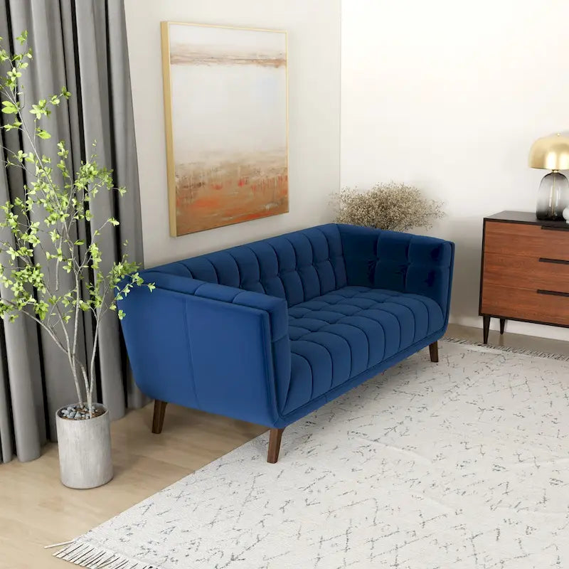 Kameron Mid Century Modern Style Channel Tufted Sofa Couch for Living Room