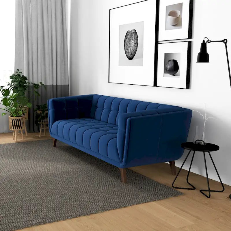 Kameron Mid Century Modern Style Channel Tufted Sofa Couch for Living Room