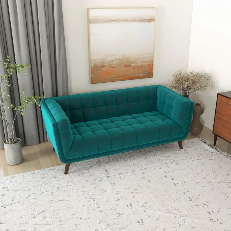 Kameron Mid Century Modern Style Channel Tufted Sofa Couch for Living Room
