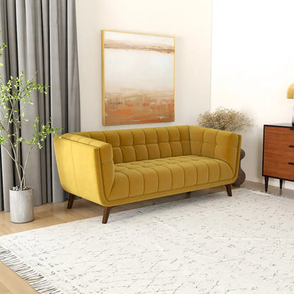 Kameron Mid Century Modern Style Channel Tufted Sofa Couch for Living Room