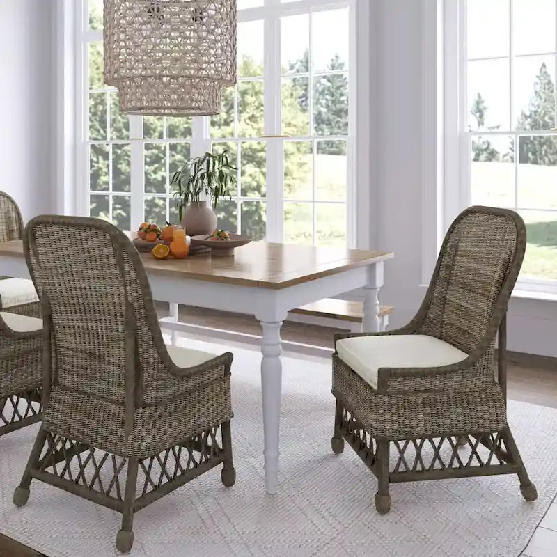 Natural Rattan Cushioned Dining Accent Chair by East at Main