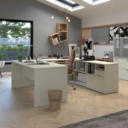 Bestar i3 Plus U-Desk with Two Drawers