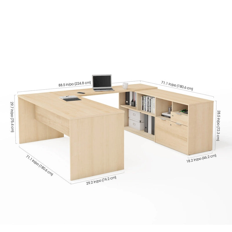 Bestar i3 Plus U-Desk with Two Drawers