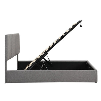 Queen Size Linen Upholstered Platform Bed with Lift Up Storage System