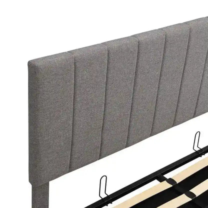 Queen Size Linen Upholstered Platform Bed with Lift Up Storage System