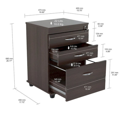 Porch & Den Fremont 3-drawer Espresso File Cabinet