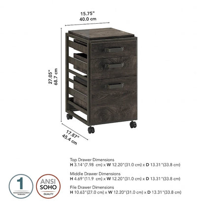 Refinery 3-drawer Mobile File Cabinet