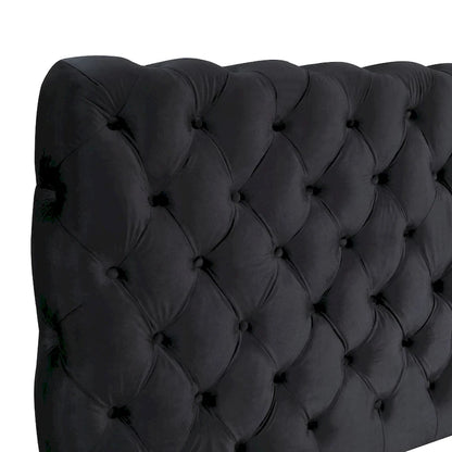 Roundhill Furniture Apoera Velvet Upholstered Button Tufted Bed, King, Black