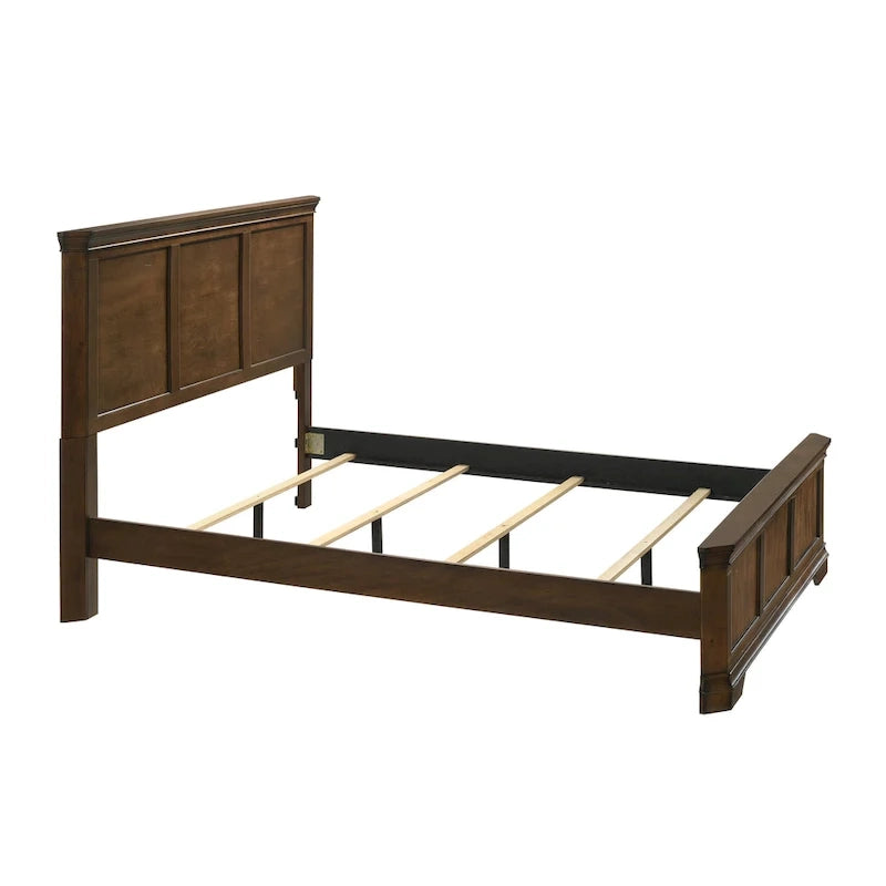 Roundhill Furniture Maderne Traditional Wood Panel Bed, Antique Walnut Finish
