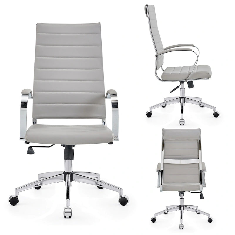 CAROCC Ribbed Computer Office Chair Adjustable Swivel High Back Desk Chair