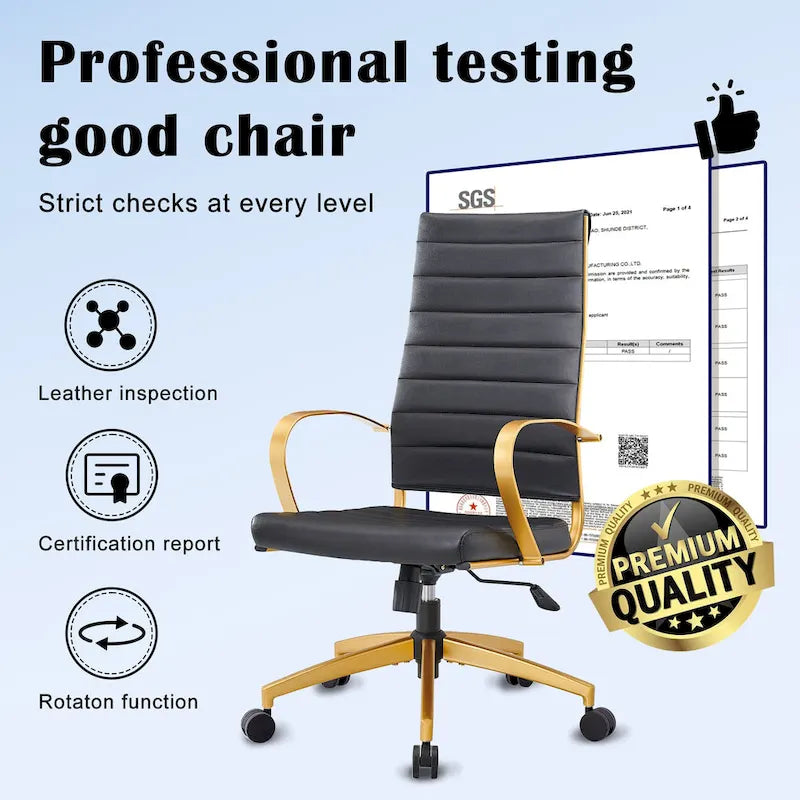 CAROCC Ribbed Computer Office Chair Adjustable Swivel High Back Desk Chair