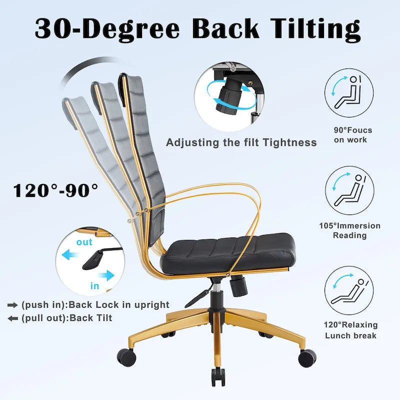 CAROCC Ribbed Computer Office Chair Adjustable Swivel High Back Desk Chair