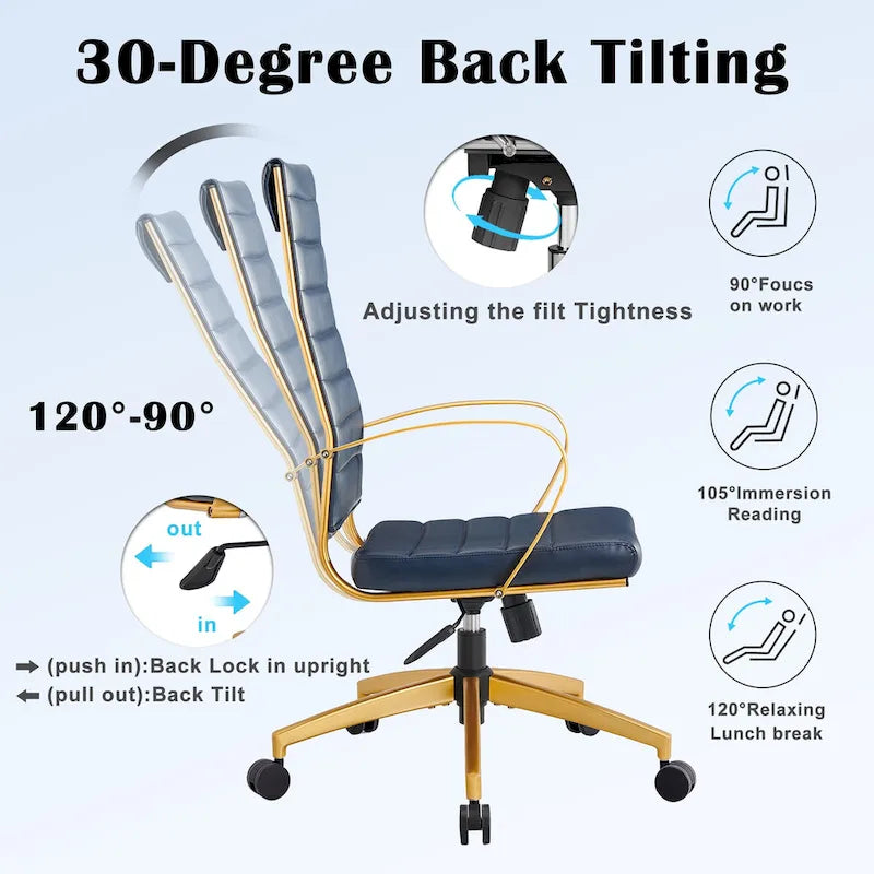 CAROCC Ribbed Computer Office Chair Adjustable Swivel High Back Desk Chair