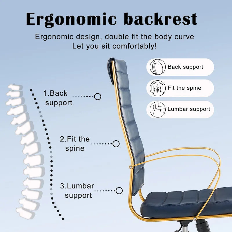 CAROCC Ribbed Computer Office Chair Adjustable Swivel High Back Desk Chair