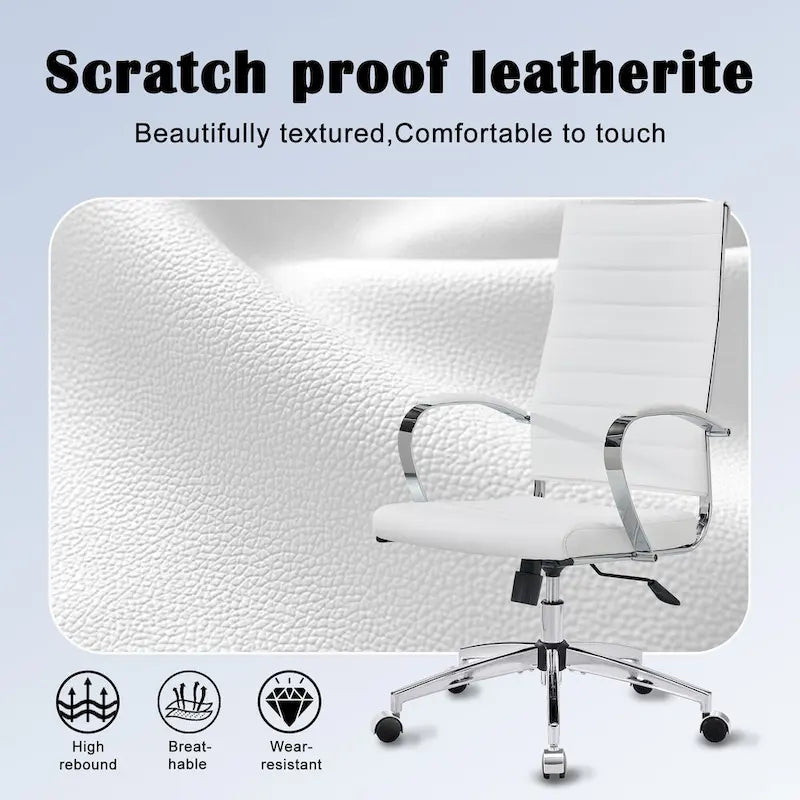 CAROCC Ribbed Computer Office Chair Adjustable Swivel High Back Desk Chair