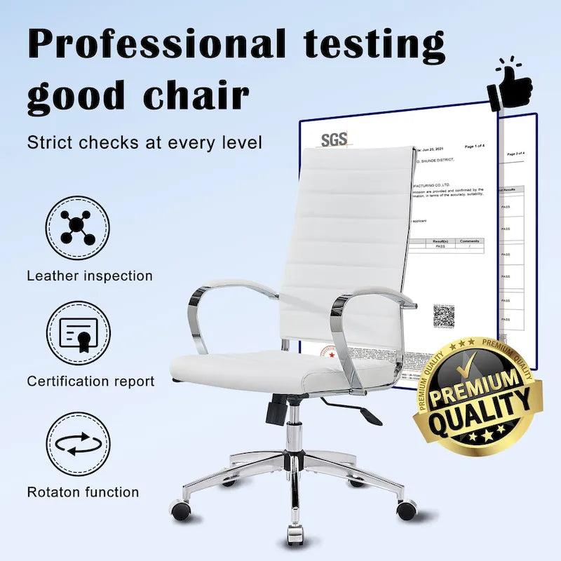 CAROCC Ribbed Computer Office Chair Adjustable Swivel High Back Desk Chair
