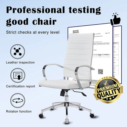 CAROCC Ribbed Computer Office Chair Adjustable Swivel High Back Desk Chair