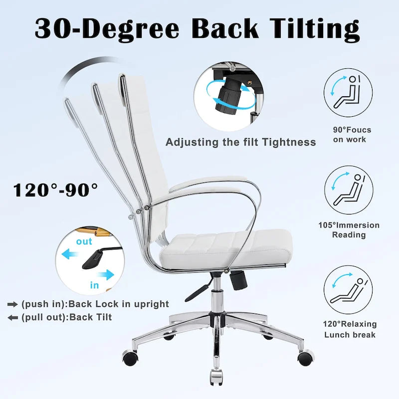 CAROCC Ribbed Computer Office Chair Adjustable Swivel High Back Desk Chair