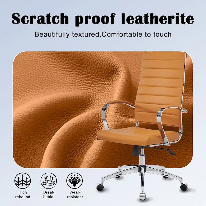 CAROCC Ribbed Computer Office Chair Adjustable Swivel High Back Desk Chair