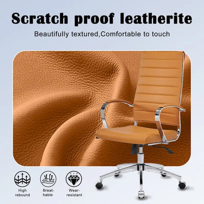 CAROCC Ribbed Computer Office Chair Adjustable Swivel High Back Desk Chair