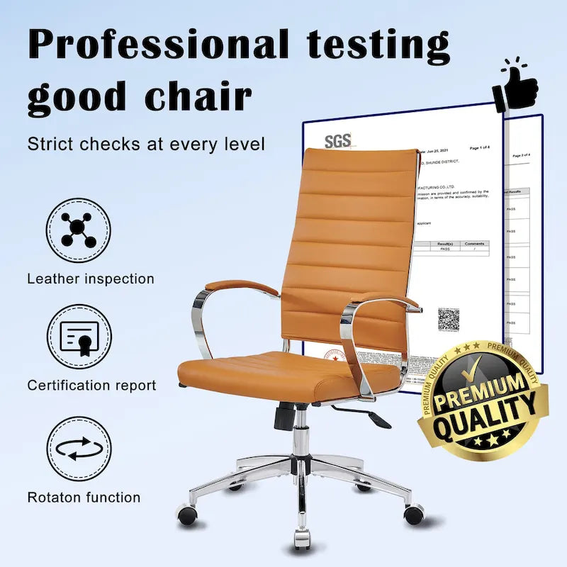 CAROCC Ribbed Computer Office Chair Adjustable Swivel High Back Desk Chair