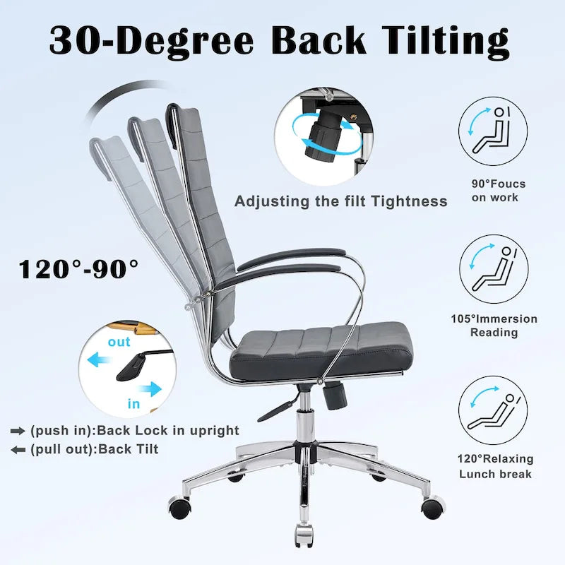 CAROCC Ribbed Computer Office Chair Adjustable Swivel High Back Desk Chair