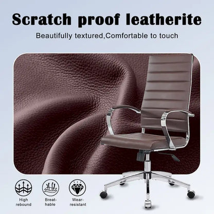 CAROCC Ribbed Computer Office Chair Adjustable Swivel High Back Desk Chair