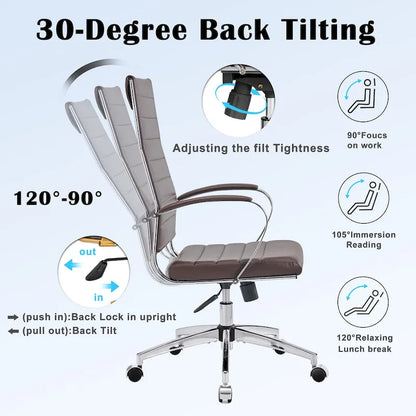 CAROCC Ribbed Computer Office Chair Adjustable Swivel High Back Desk Chair