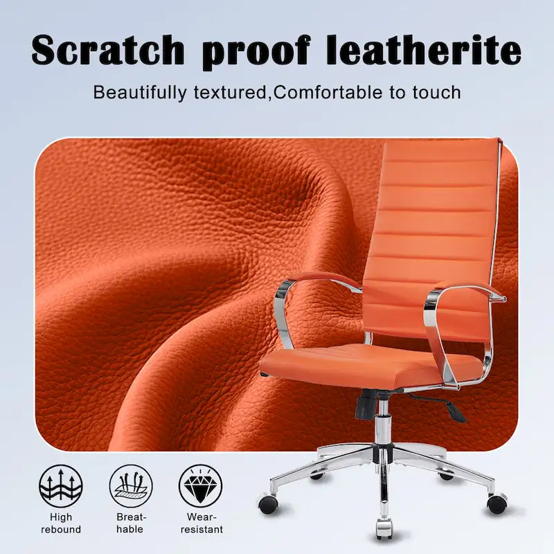 CAROCC Ribbed Computer Office Chair Adjustable Swivel High Back Desk Chair