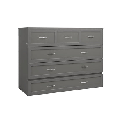 Northfield Full Murphy Bed Chest with Mattress in Grey