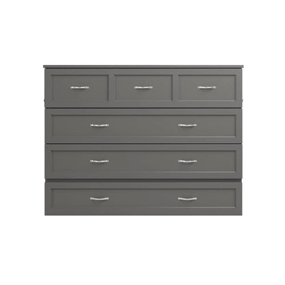 Northfield Full Murphy Bed Chest with Mattress in Grey