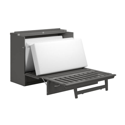 Northfield Full Murphy Bed Chest with Mattress in Grey