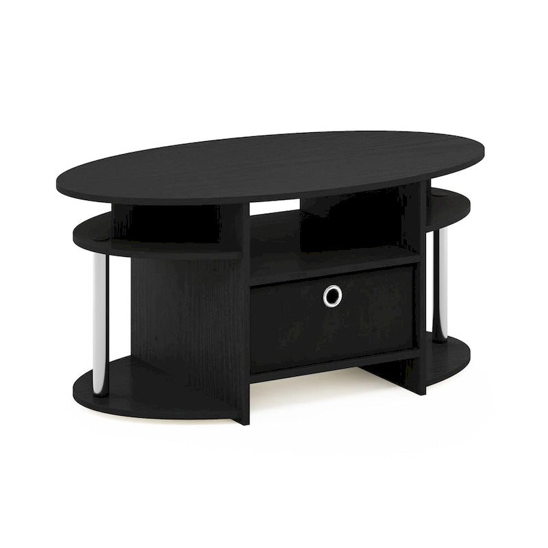 Furinno JAYA Simple Design Oval Coffee Table with Bin