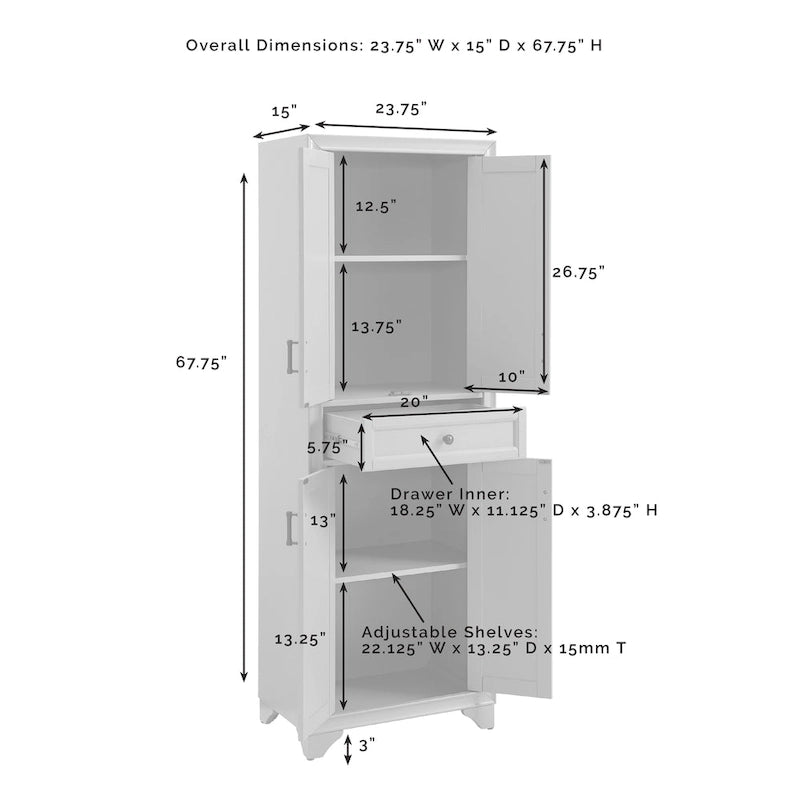 Crosley Tara 3-piece Sideboard and Pantry Set - 15x108.5x67.75