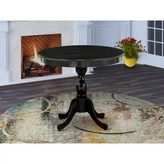 East West Furniture Dining Room Table - a Round kitchen Table Top with Pedestal Base, (Finish Options Available)