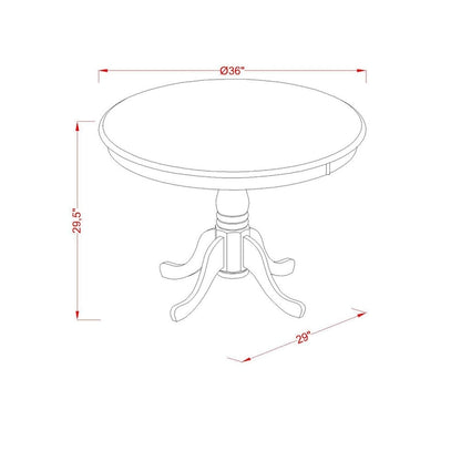East West Furniture Dining Room Table - a Round kitchen Table Top with Pedestal Base, (Finish Options Available)