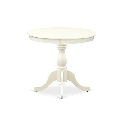 East West Furniture Dining Room Table - a Round kitchen Table Top with Pedestal Base, (Finish Options Available)