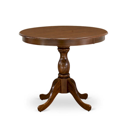 East West Furniture Dining Room Table - a Round kitchen Table Top with Pedestal Base, (Finish Options Available)