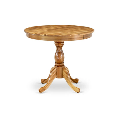East West Furniture Dining Room Table - a Round kitchen Table Top with Pedestal Base, (Finish Options Available)